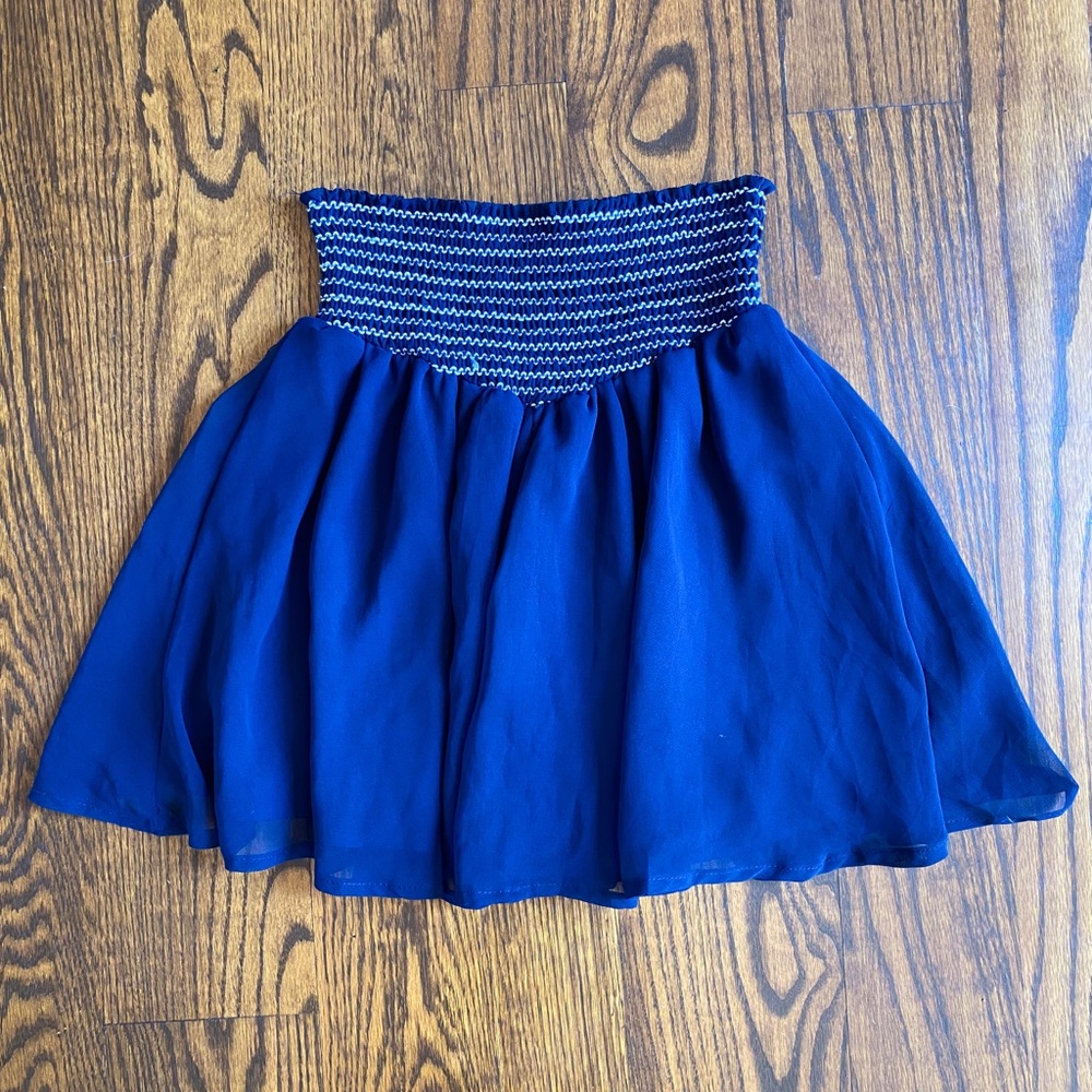Charlotte Russe Mini Skater Flare Skirt | Navy Blue- size XS